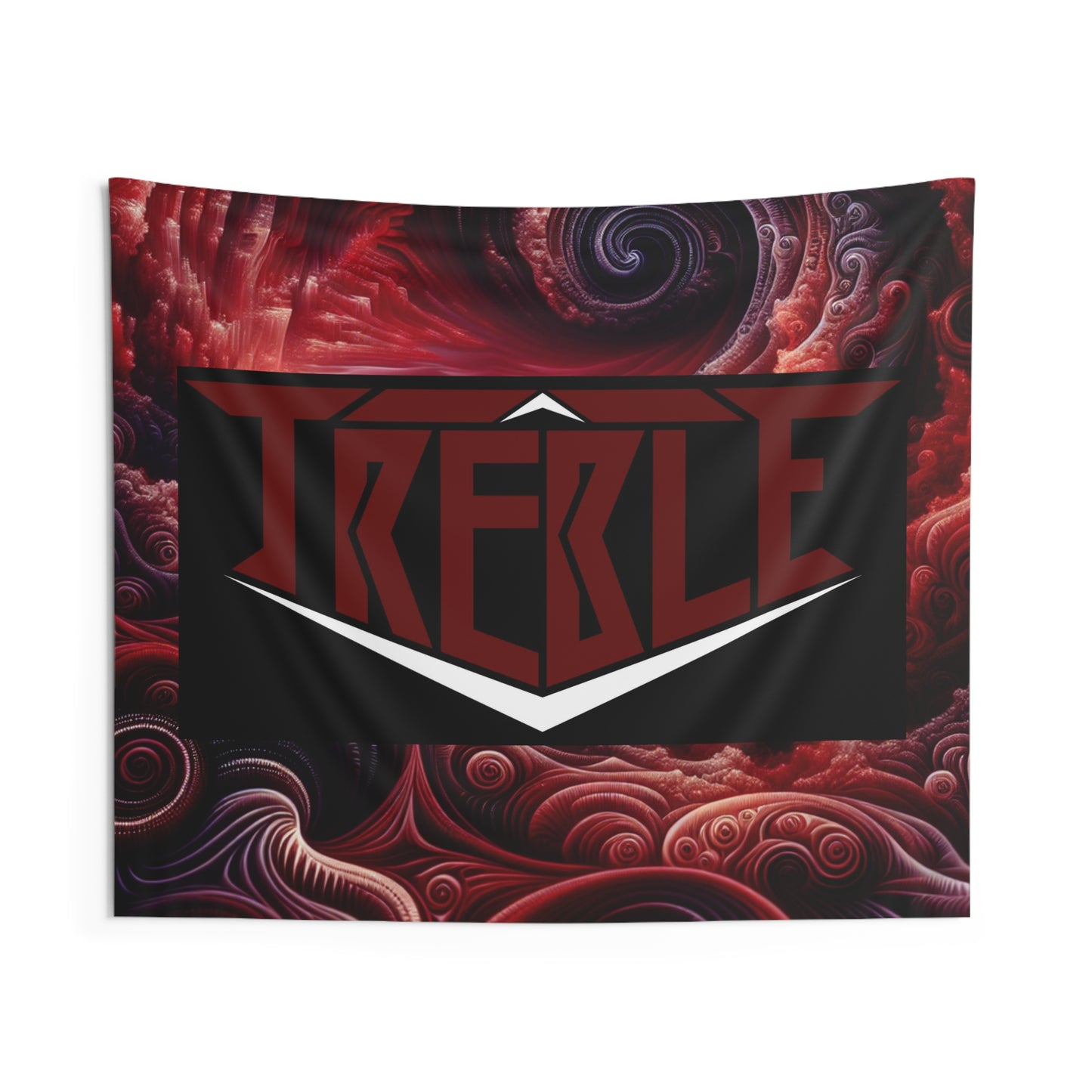 Treble Red Wine and Black Trippy Infiniti Red & Black Infinity Patterns Art Tapestry