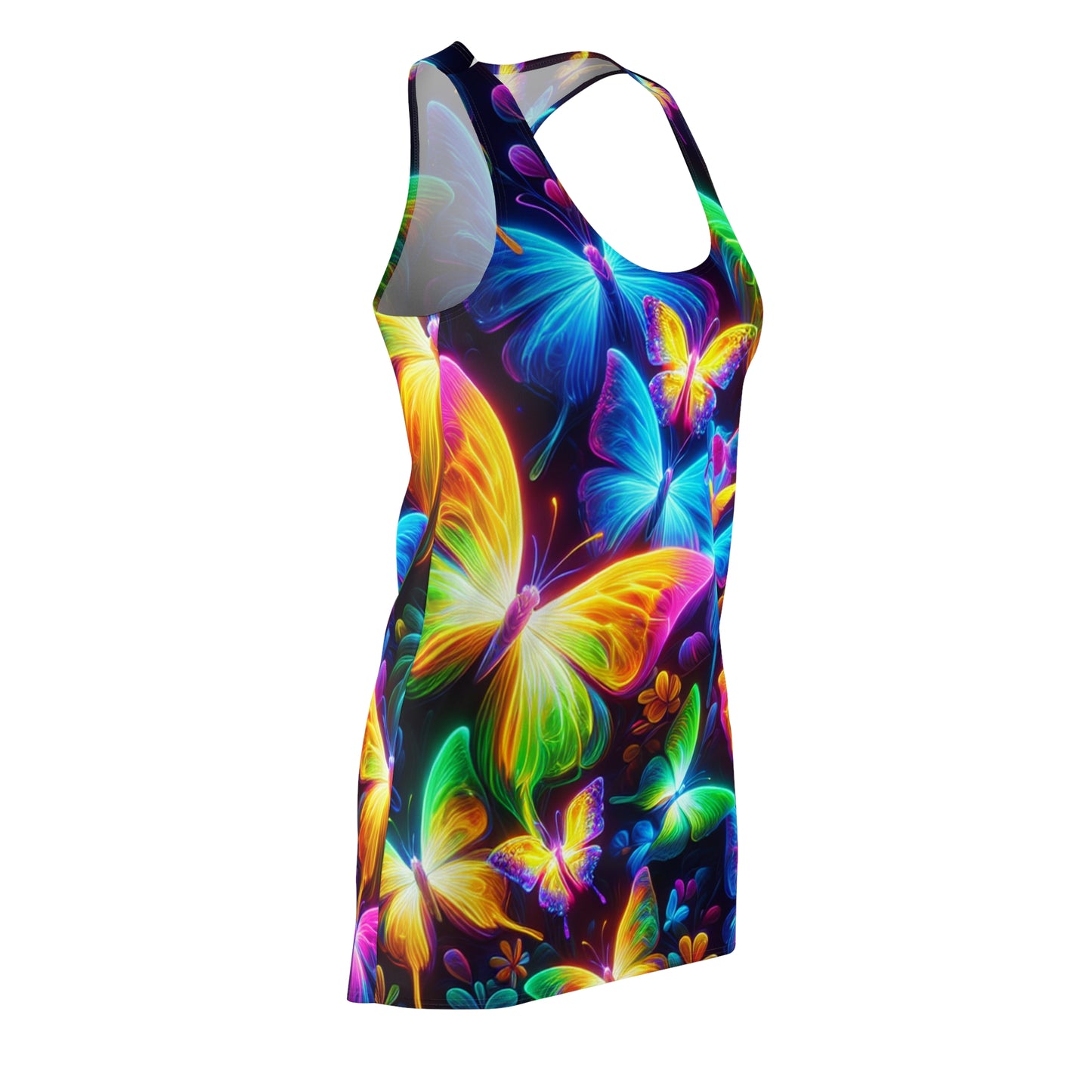 "Aurora of the Neon Glade" Neon Butterflies  Racerback Dress