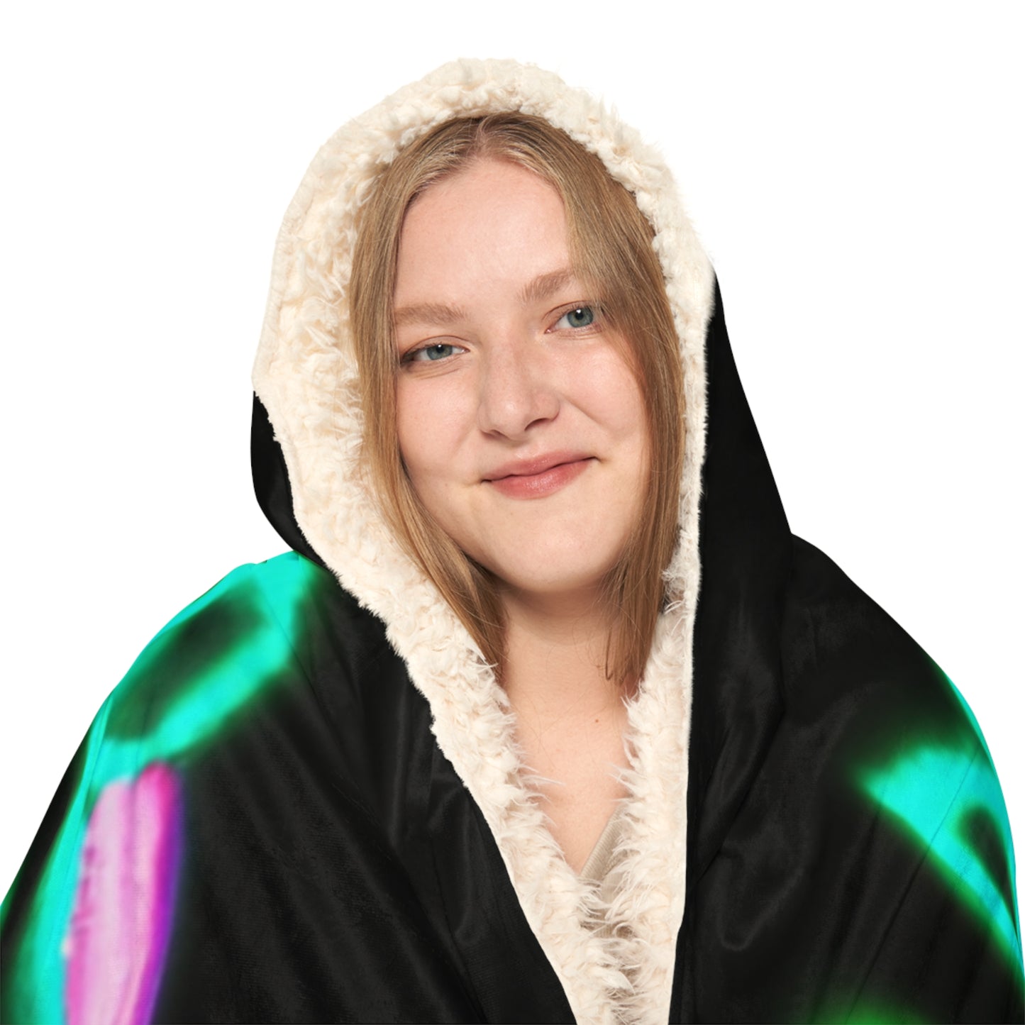 "Neon Dreamscape" - NEON Unicorns Art Hooded Snuggle Blanket