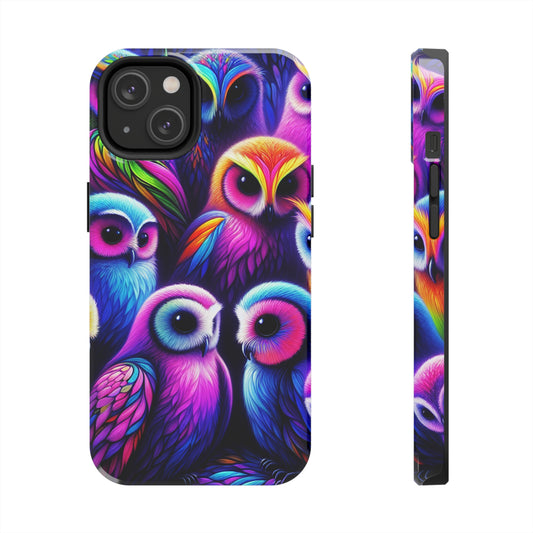 Neon Nocturnal Reflection. NEON Owls Tough Phone Case
