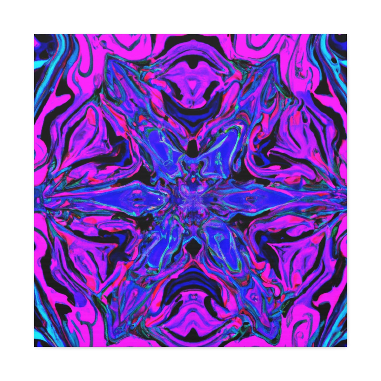 Vivid Trancendent Neon Dimensions. Trippy Infinity Patterns Art Canvas