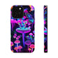 "Neon Gloomsprite Dance" Neon Butterflies and Mushrooms Premium Art Magsafe Magnet Tough IPhone 13 14 15 Pro Plus Max and Mini in Matte and Glossy Phone cases