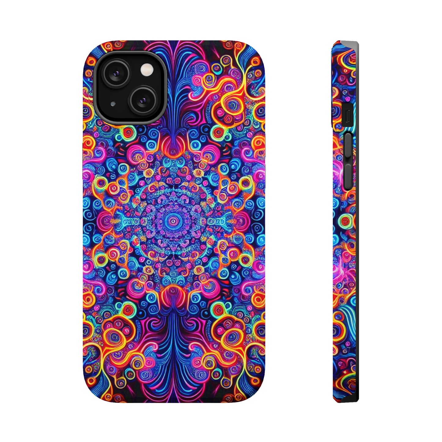 Vibrant Infinity Aurora. Neon Trippy Infinity Patterns Premium Art Magsafe Magnet Tough IPhone 13 14 15 Pro Plus Max and Mini in Matte and Glossy Phone cases