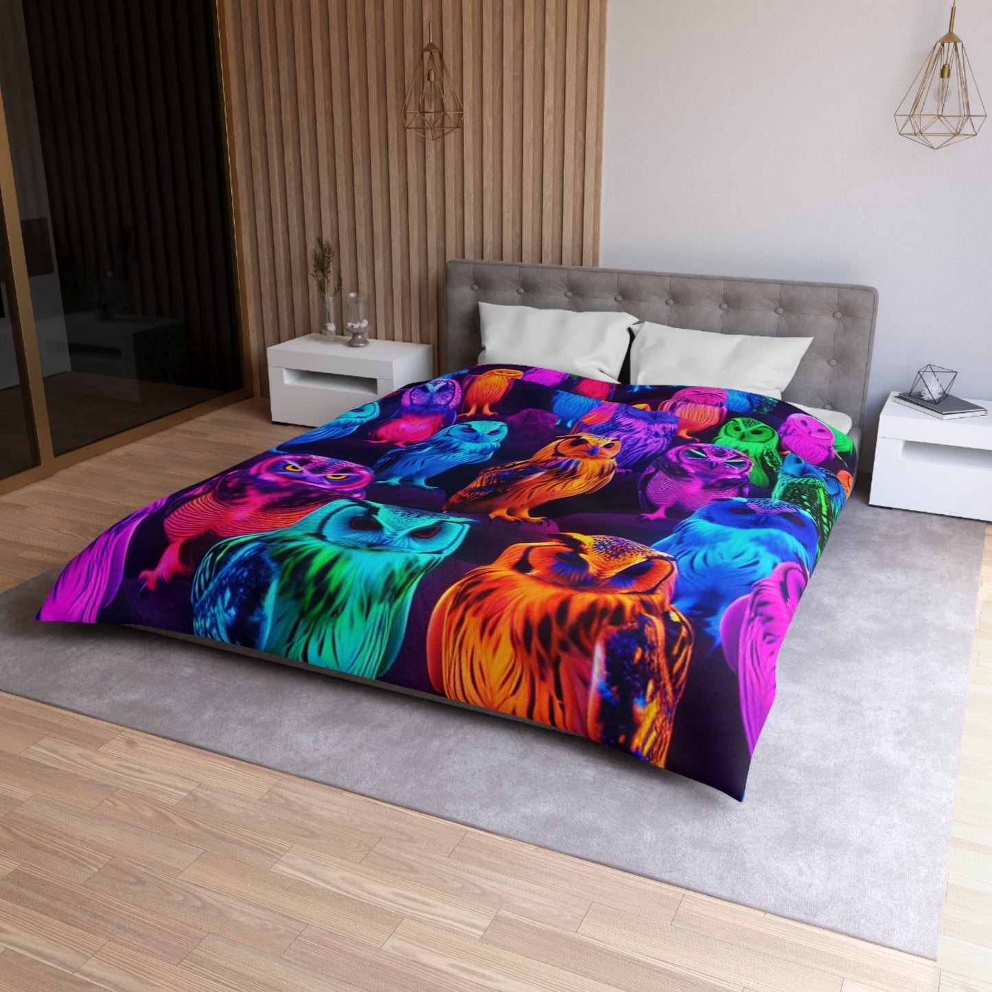 Giovanni di Guido - NEON Owls Microfiber Duvet Cover