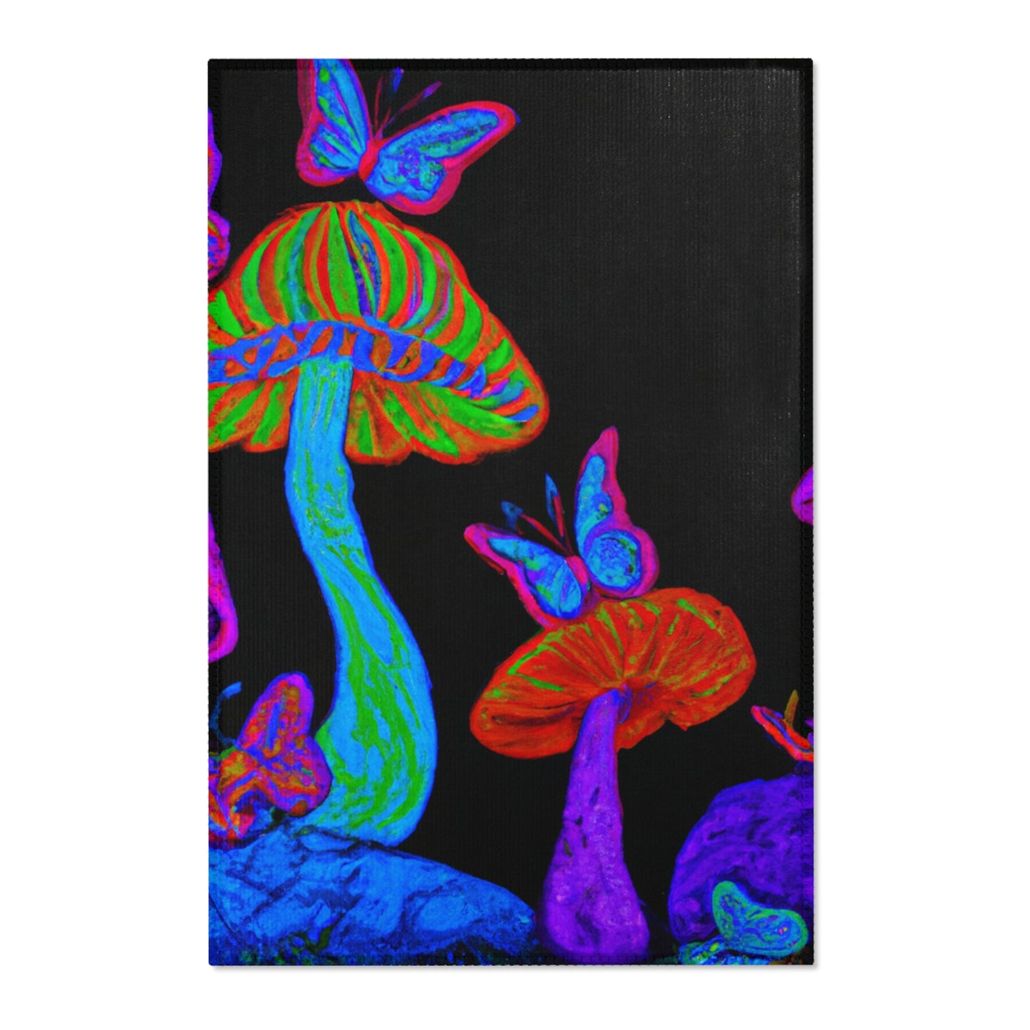 Neon Splendour. Butterflies & Mushrooms Area Rug