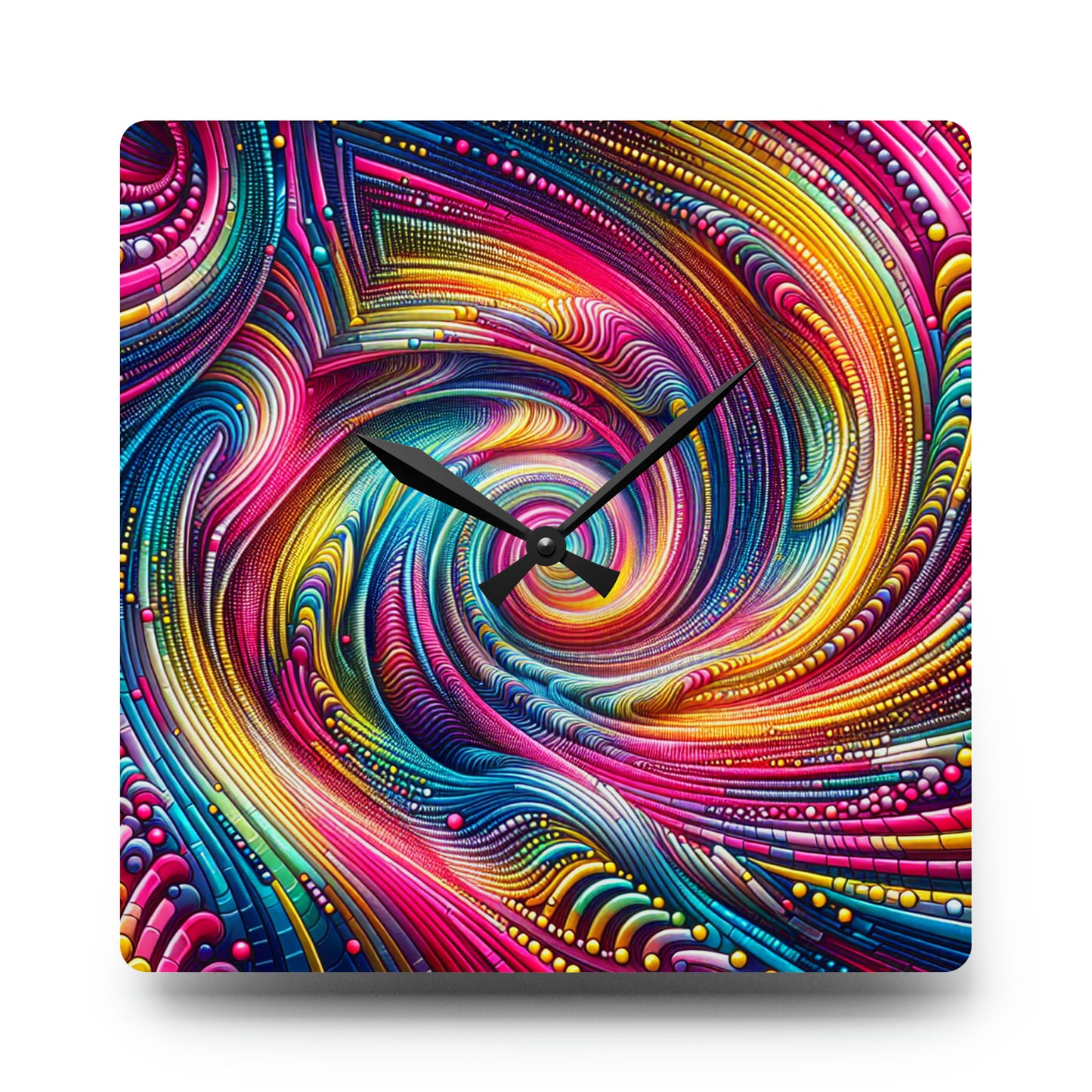 Neon Infinity Vortex Infinity Patterns Art Acrylic Clock
