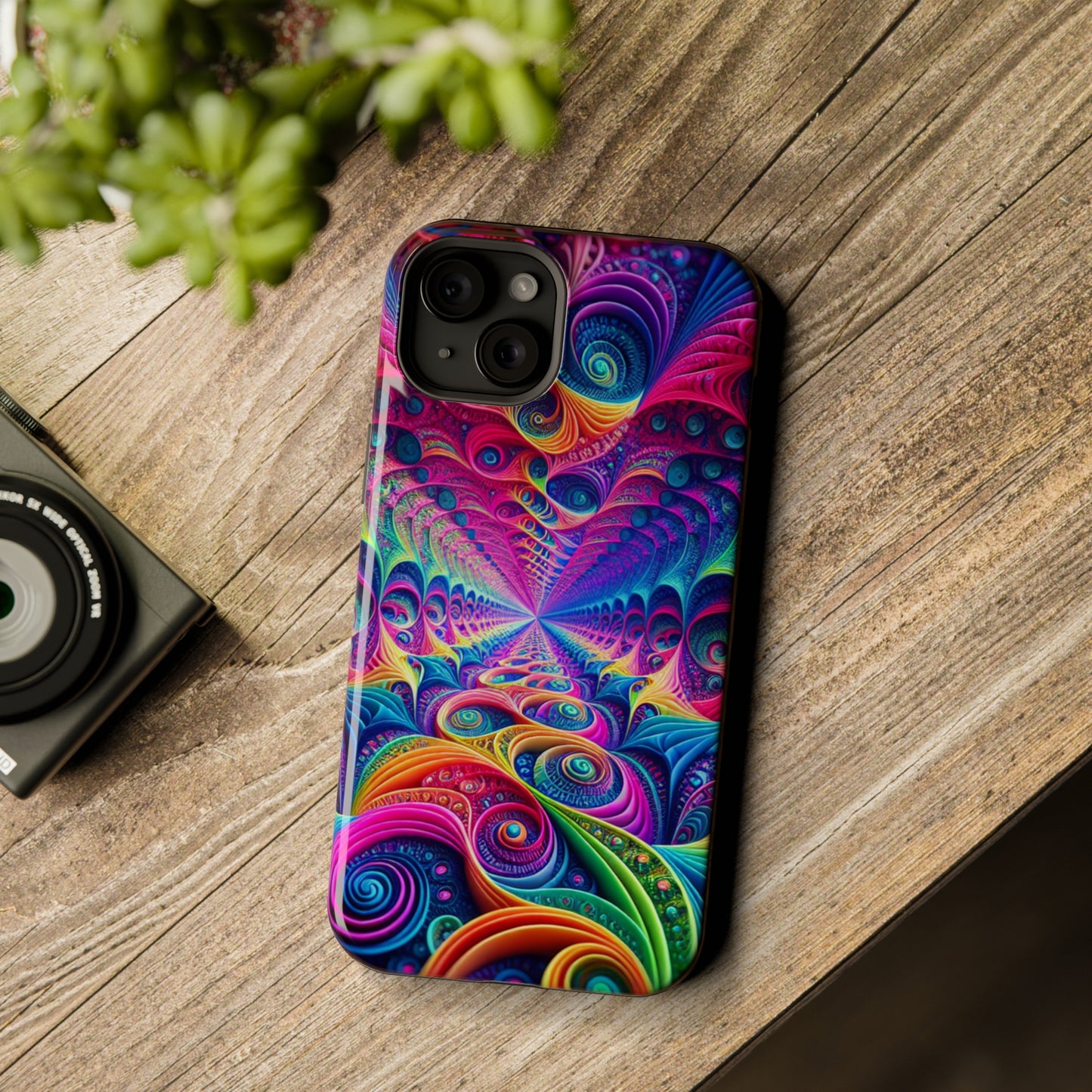 Cosmic Electric Rainbow Frenzy. Neon Trippy Infinity Patterns Premium Art Magsafe Magnet Tough IPhone 13 14 15 Pro Plus Max and Mini in Matte and Glossy Phone cases