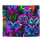 Antonio de Barcelos - NEON Owls Microfiber Duvet Cover