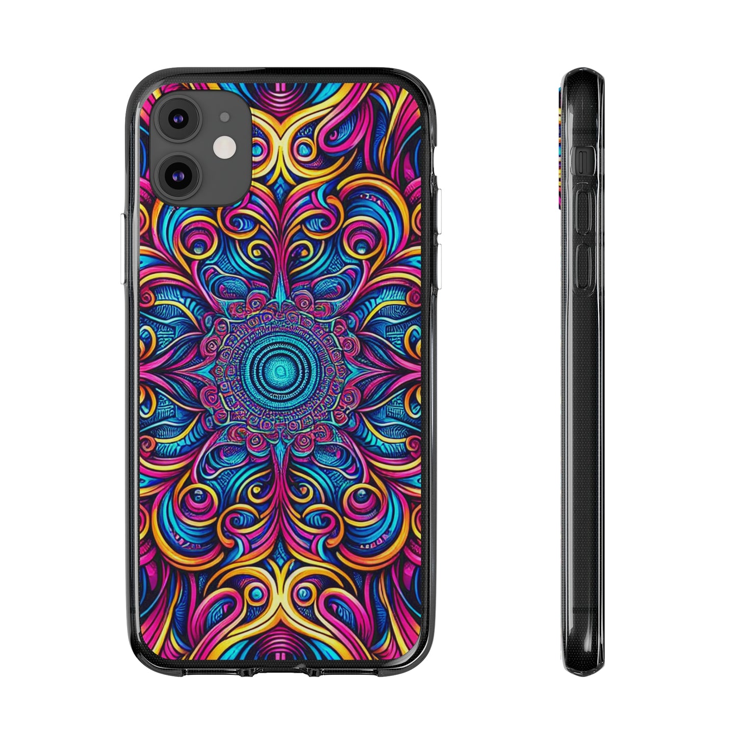 "Fantasia of Fluorescence" Infinity Patterns Art Polycarbonate Phone Case Samsung Galaxy s21 s22 Google Pixel 6 Iphone 11 12 13 14 Pro Max Mini Plus
