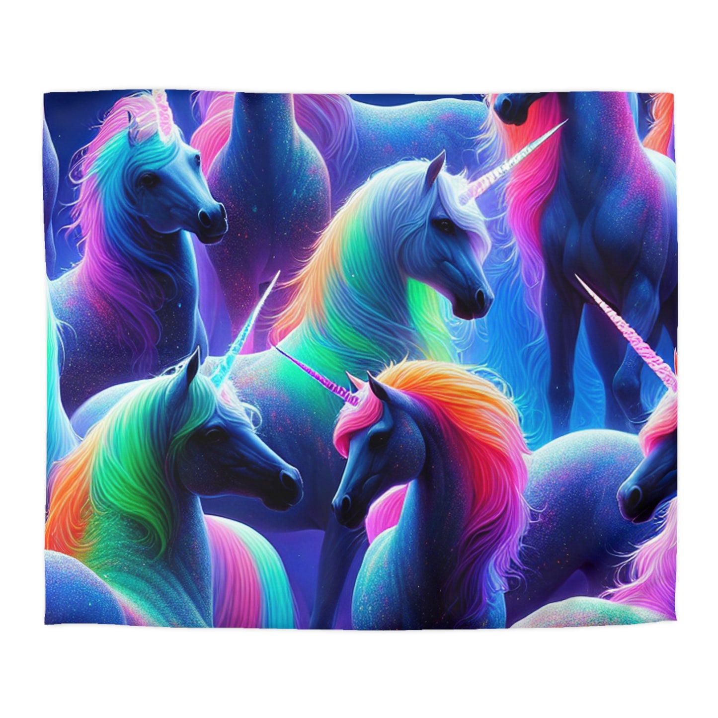 Ambrosius da Vinci - NEON Unicorns Microfiber Duvet Cover