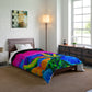 "Neon Blooms of Color" Butterflies & Mushrooms Comforter Blanket