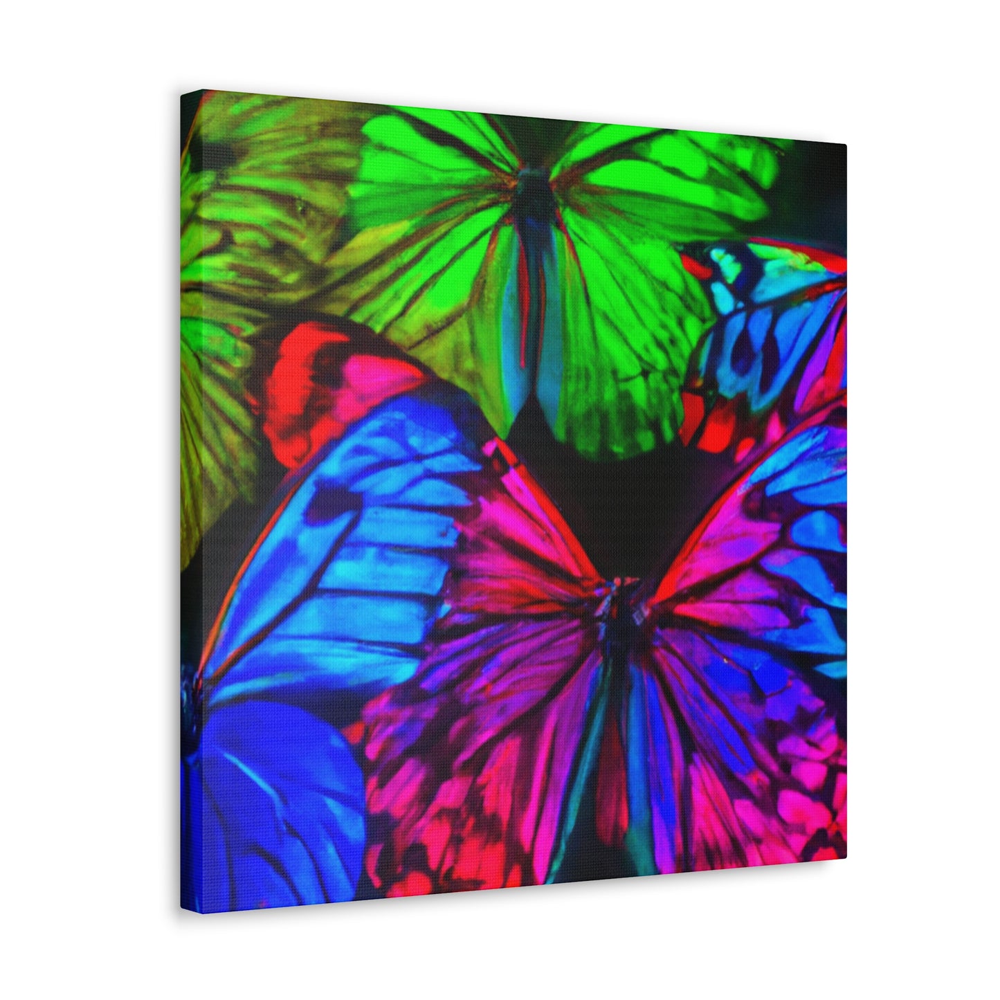"Electric Dreamer's Dance" Neon Butterflies  Art Canvas