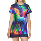 "Neon's Cove of Unicorns" Neon Unicorns Womans T Shirt Dress