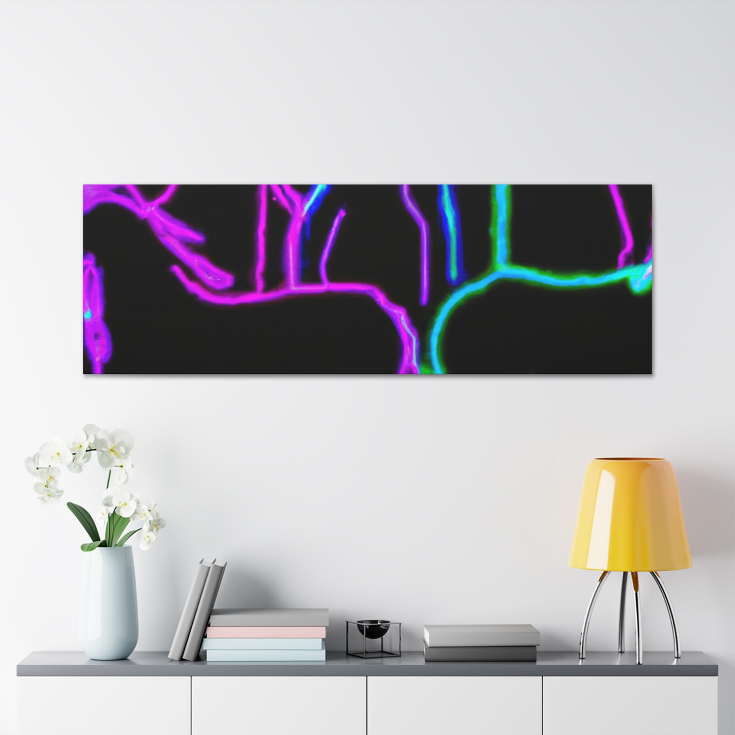 Vibrant Neon Unicornscape. NEON Unicorns Art Canvas