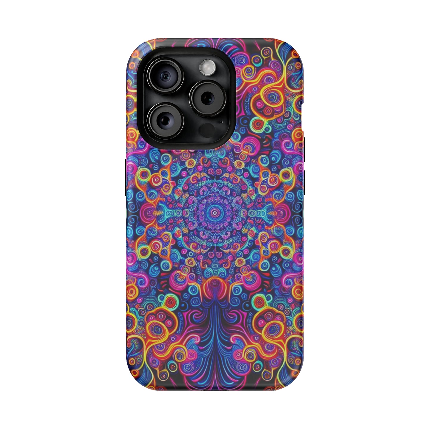 Vibrant Infinity Aurora. Neon Trippy Infinity Patterns Premium Art Magsafe Magnet Tough IPhone 13 14 15 Pro Plus Max and Mini in Matte and Glossy Phone cases