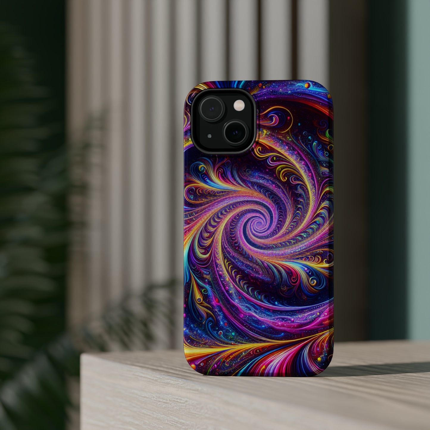 Vivid Psychedelic Cosmic Euphoria. Neon Trippy Infinity Patterns Premium Art Magsafe Magnet Tough IPhone 13 14 15 Pro Plus Max and Mini in Matte and Glossy Phone cases