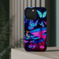 Neon Fantasy Garden Neon Butterflies and Mushrooms Premium Art Magsafe Magnet Tough IPhone 13 14 15 Pro Plus Max and Mini in Matte and Glossy Phone cases