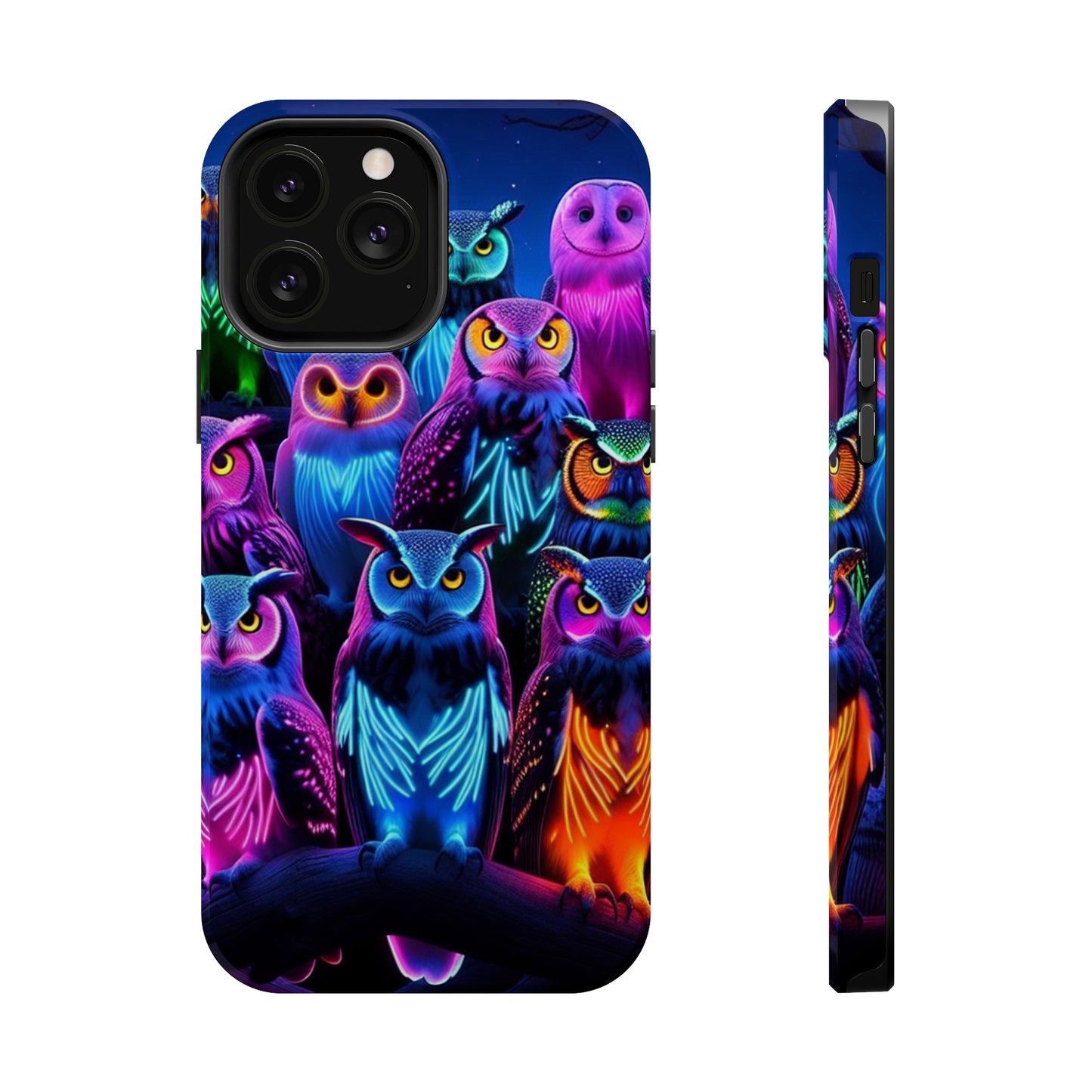Neon Nocturne Owls. Neon Owls Premium Art Magsafe Magnet Tough IPhone 13 14 15 Pro Plus Max and Mini in Matte and Glossy Phone cases