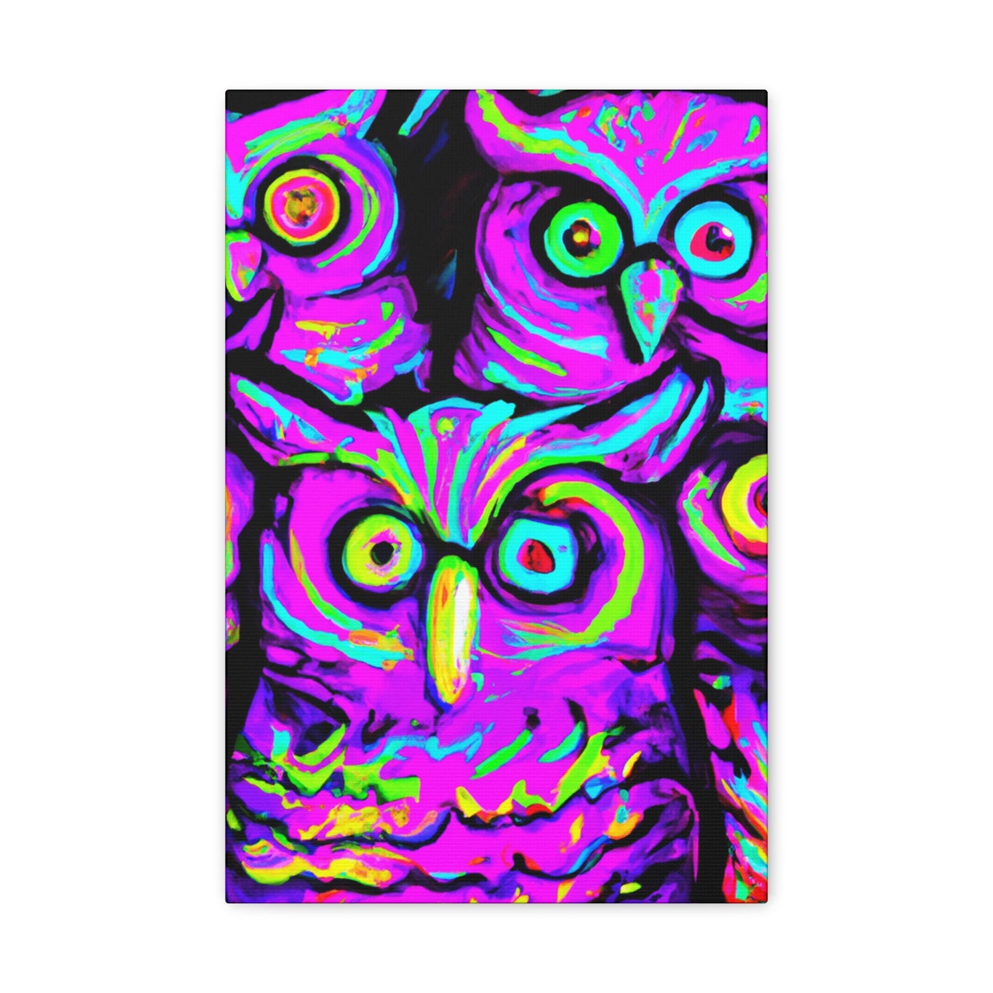 Neon Nocturnal Nocturne NEON Owls Art Canvas