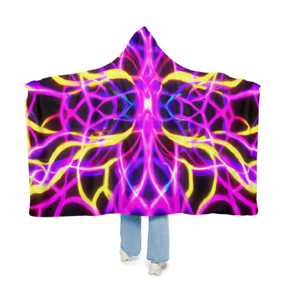 Vivid Trippy Infinity - NEON Infinity Patterns Art Hooded Snuggle Blanket