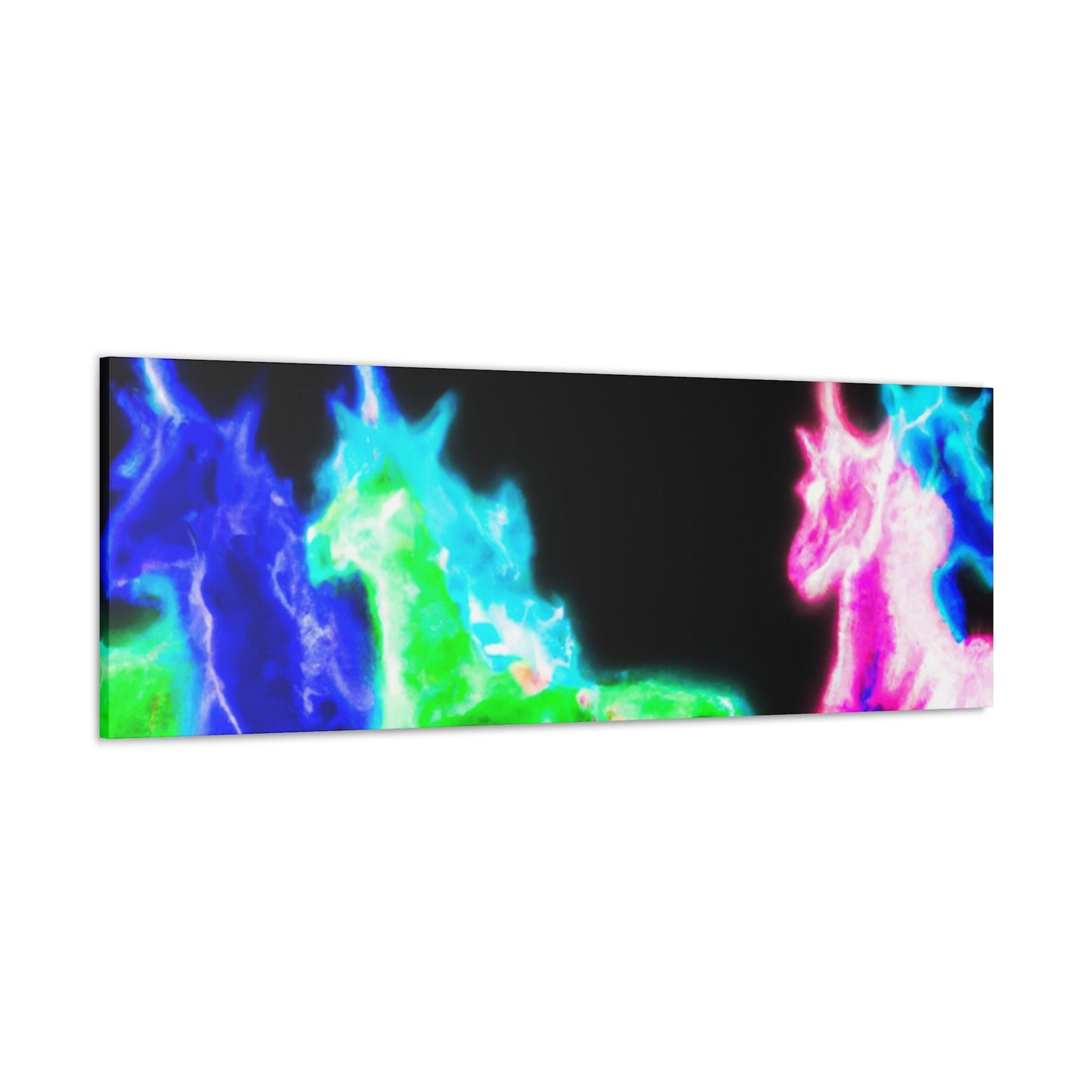 Enchanted Neon Dreamscape NEON Unicorns Art Canvas