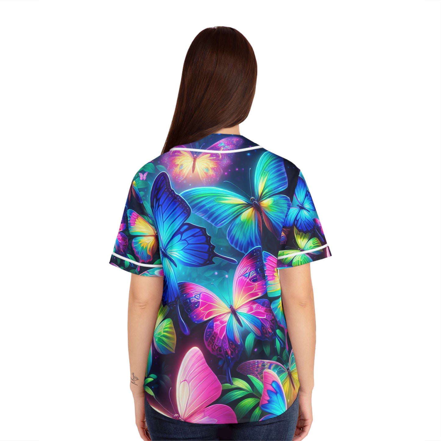 "Butterfly Glitz" Neon Butterflies Womans Jersey