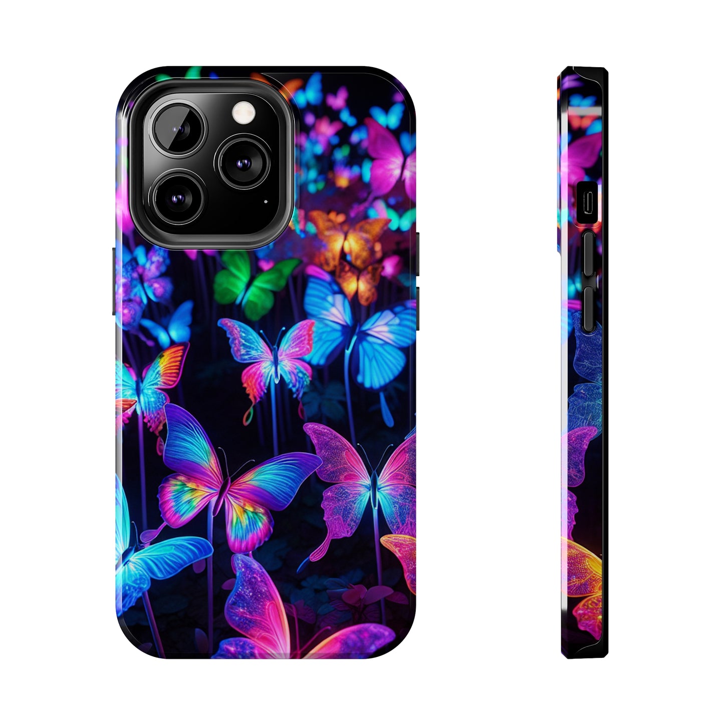 "Neon Flutterby Lights" NEON Butterflies Tough Phone Case