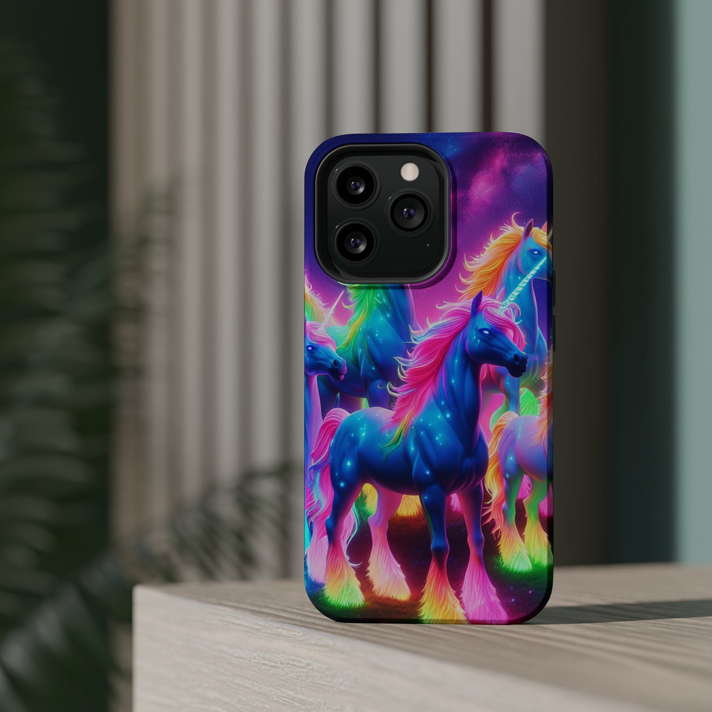 Neon Unicorn Congregation Neon Unicorns Premium Art Magsafe Magnet Tough IPhone 13 14 15 Pro Plus Max and Mini in Matte and Glossy Phone cases
