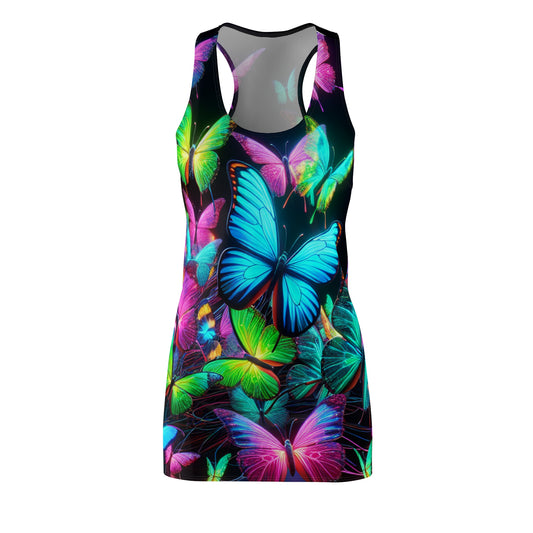 Neon Burst of Butterflies. Neon Butterflies  Racerback Dress