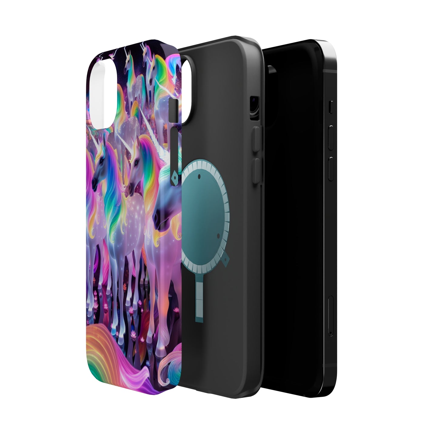 Neon Wonderland Unicorns Neon Unicorns Premium Art Magsafe Magnet Tough IPhone 13 14 15 Pro Plus Max and Mini in Matte and Glossy Phone cases