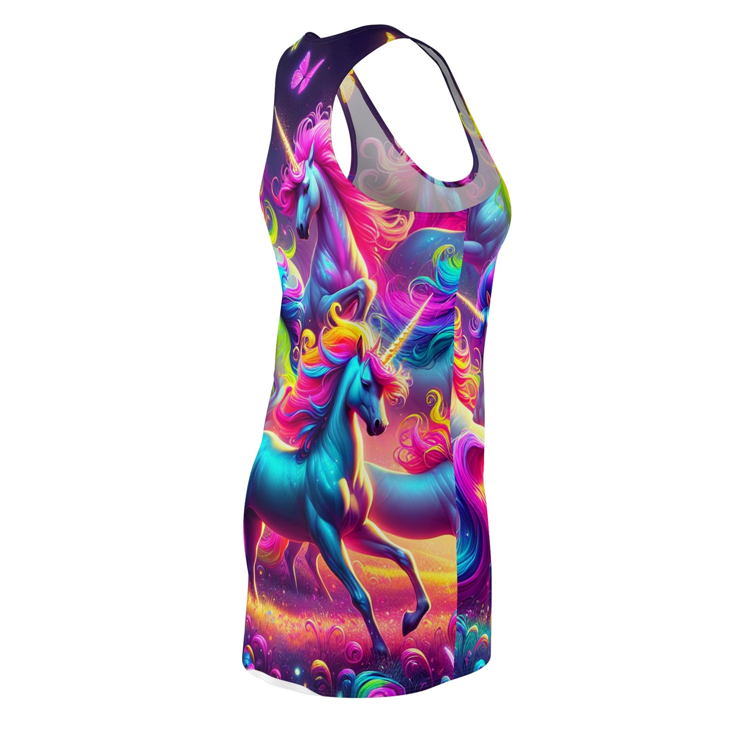 "Neon Dream Carnival" Neon Unicorns Racerback Dress