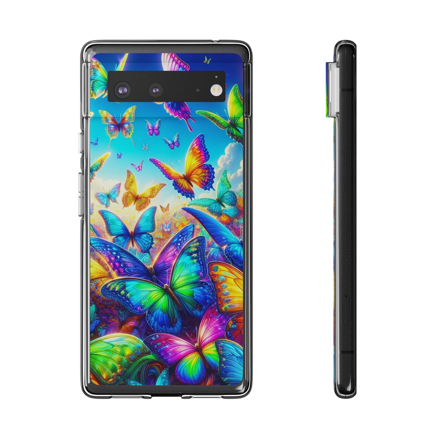 "Neon Brilliance" NEON Butterflies Art Polycarbonate Phone Case Samsung Galaxy s21 s22 Google Pixel 6 Iphone 11 12 13 14 Pro Max Mini Plus