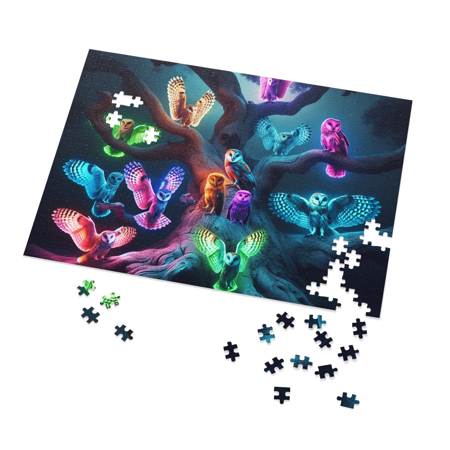Neon Owlery - Neon Owls Puzzle 30, 110, 252, and 1000 Pieces