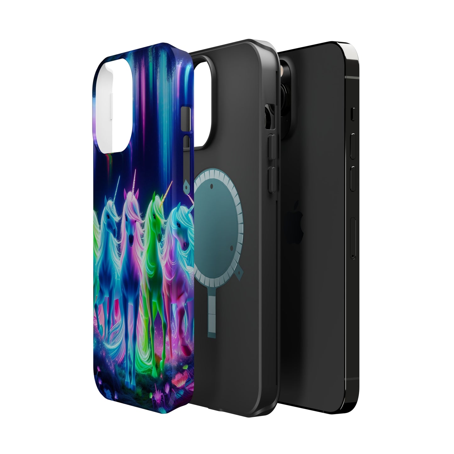 Neon Unicorn Pods. Neon Unicorns Premium Art Magsafe Magnet Tough IPhone 13 14 15 Pro Plus Max and Mini in Matte and Glossy Phone cases
