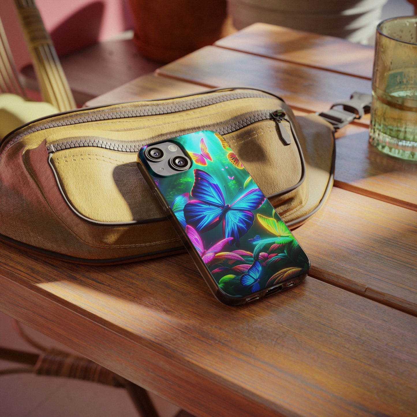 "Vivid Neon Flyaways" NEON Butterflies Art Polycarbonate Phone Case Samsung Galaxy s21 s22 Google Pixel 6 Iphone 11 12 13 14 Pro Max Mini Plus