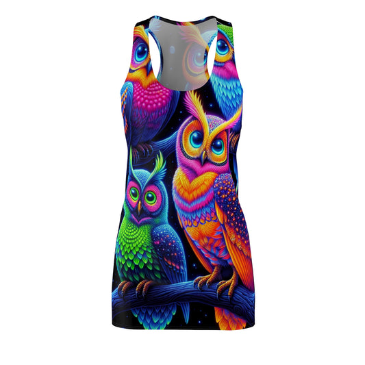 Neon Menagerie. Neon Owls Racerback Dress