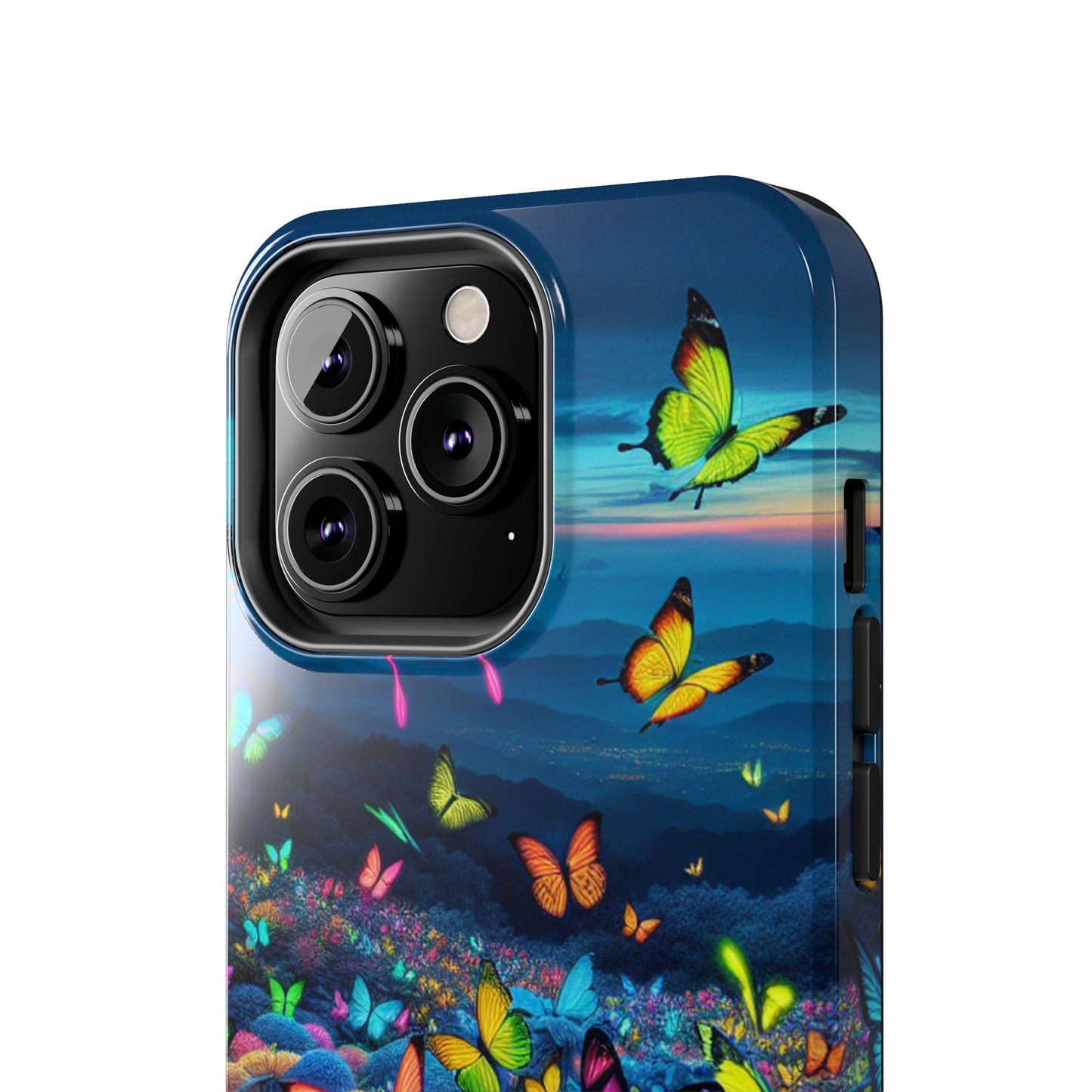 "Neon Flight Spectacle" NEON Butterflies Tough Phone Case Iphone 6 7 8 9 10 11 12 13 14 SE X XR XS Pro Max Mini Plus