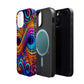 ElectroFractal Fluorescence. Neon Trippy Infinity Patterns Premium Art Magsafe Magnet Tough IPhone 13 14 15 Pro Plus Max and Mini in Matte and Glossy Phone cases