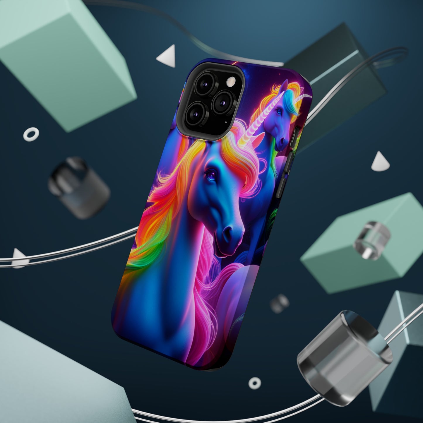 Neon Nighthorn Pride Neon Unicorns Premium Art Magsafe Magnet Tough IPhone 13 14 15 Pro Plus Max and Mini in Matte and Glossy Phone cases
