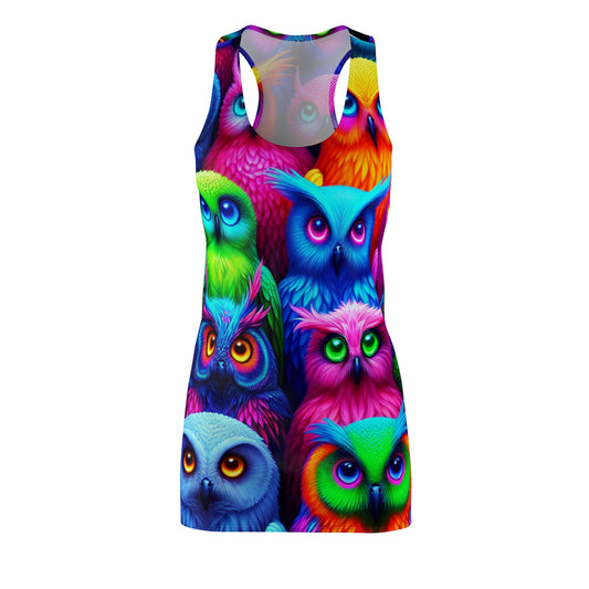 "Neon Nocturne" Neon Owls Racerback Dress