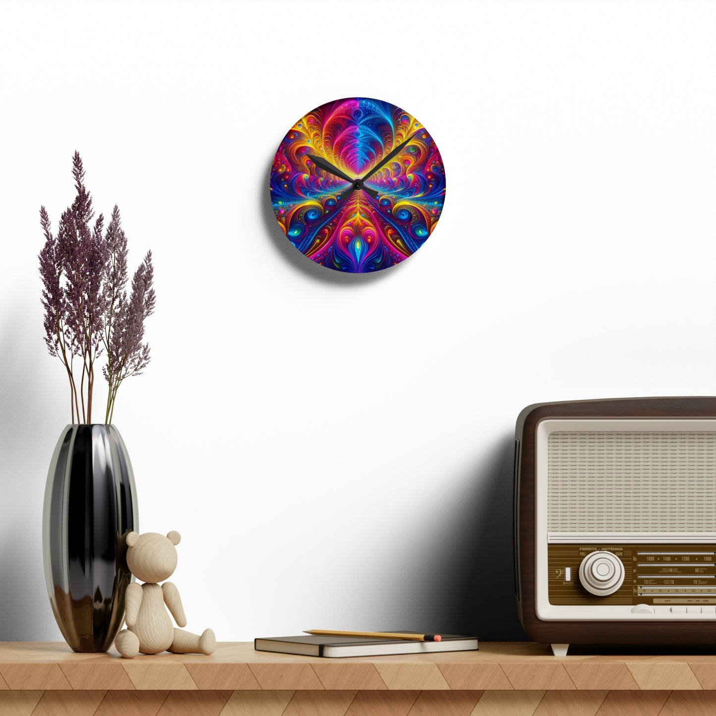 Vibin' Neon Infinity. Infinity Patterns Art Acrylic Clock