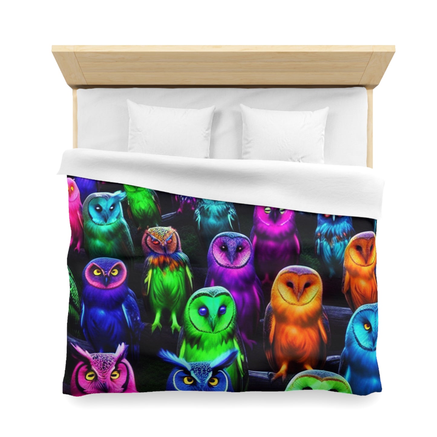 Florin da Vinci - NEON Owls Microfiber Duvet Cover