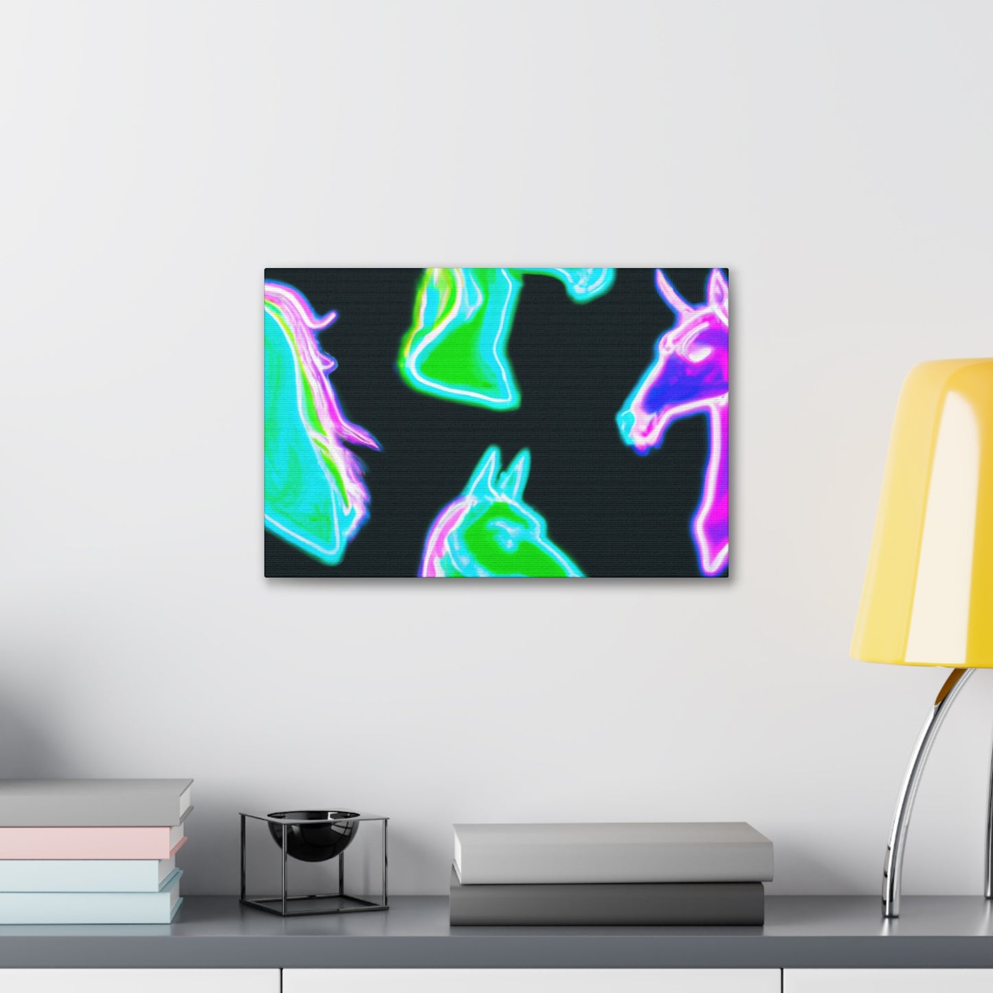 Vivid Nocturnal Unicorns. NEON Unicorns Art Canvas