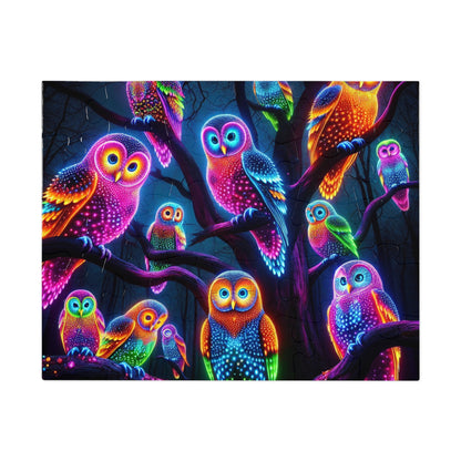 Neon Owlflock. - Neon Owls Puzzle