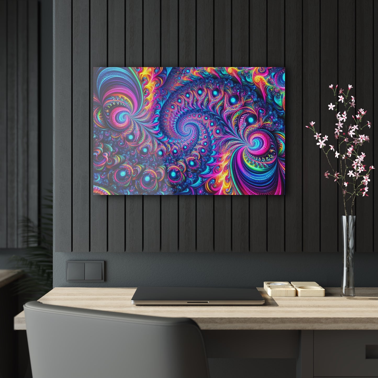 "Psychedelic Spacetime Dance" Trippy infity Pattern 1/4" Glossy Acrylic Art