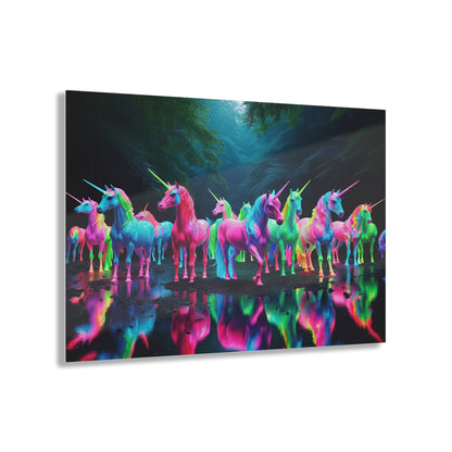 "Fantastical Flash of Unicorns" NEON Unocrons Art 1/4" Glossy Acrylic Art