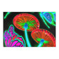 "Dancing in Neon Wonderland" Butterflies & Mushrooms Area Rug