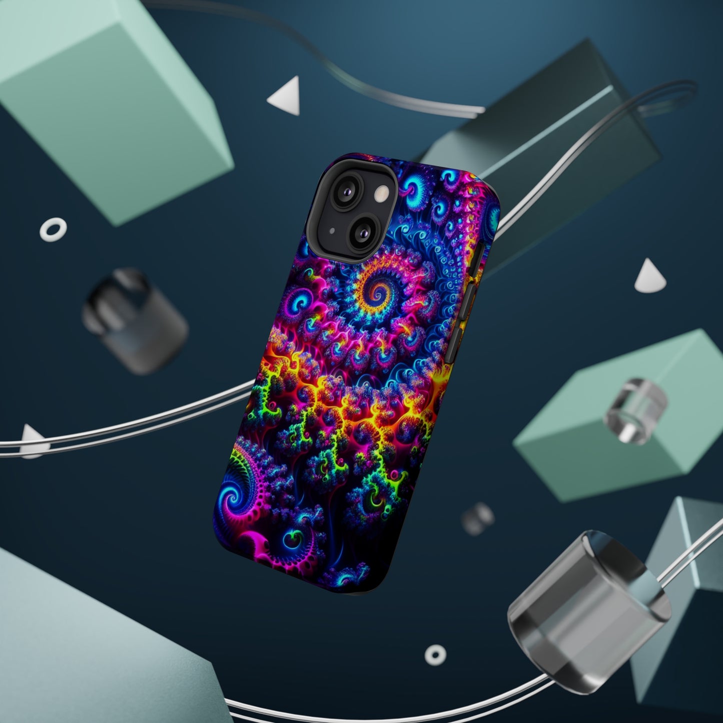 Twilight Infinyscape Neon Trippy Infinity Patterns Premium Art Magsafe Magnet Tough IPhone 13 14 15 Pro Plus Max and Mini in Matte and Glossy Phone cases