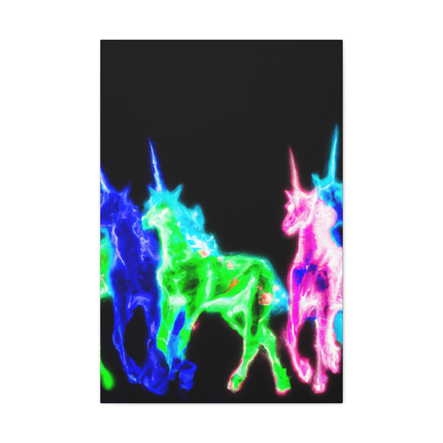 Enchanted Neon Dreamscape NEON Unicorns Art Canvas