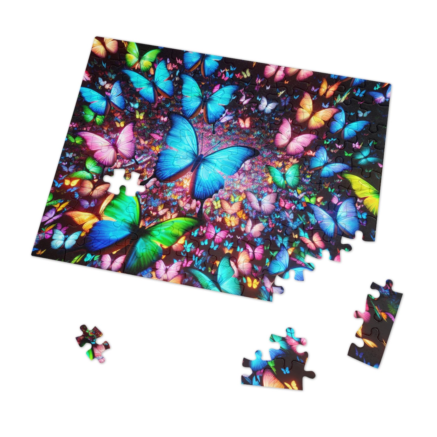 NeoButterFlySwarm. - Neon Butterflies Puzzle30, 110, 252, and 1000 Pieces